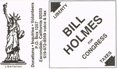 Bill Holmes for Congress business card