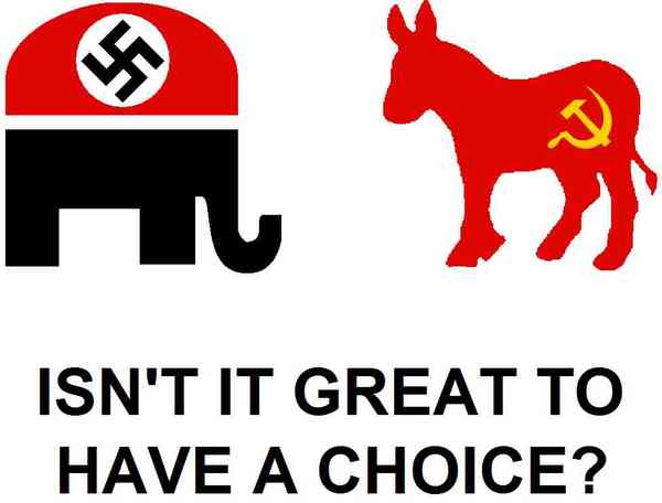 Republican Fascist elephant and Democrat Communist donkey
