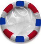 Red, white and blue condom