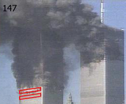 South Tower highlighting first explosion and area of where second will appear,