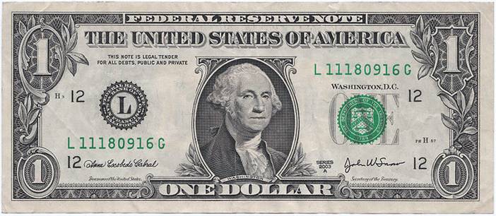 1 Federal Reserve Note